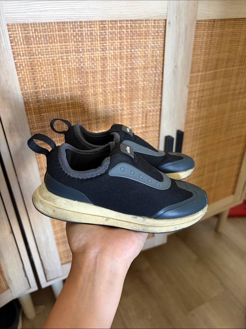 Native Shoes Kids Black and Gray Slip-On Sneakers with Pull Tabs